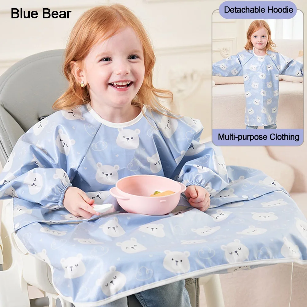 

Милый водонепроницаемый нагрудник с длинными рукавами, легко моющийся, защищающий от загрязнений, многоразовый нагрудник-фартук с мультяшным рисунком для малышей при еде