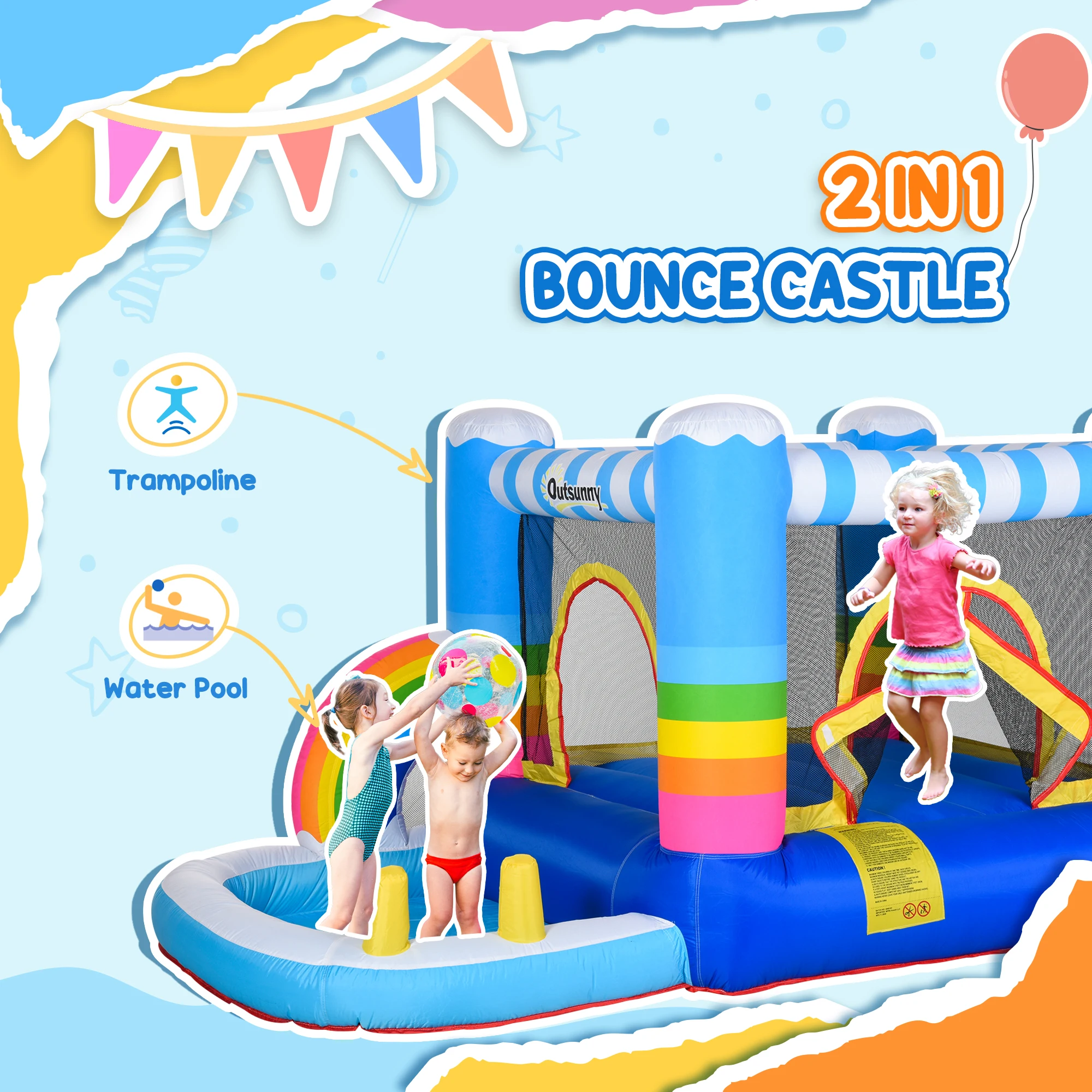 With a Great Layout and Fun Design, Our Outsunny Inflatable Bounce House Will Be the Talk of All the Kids in the Neighborhood! W