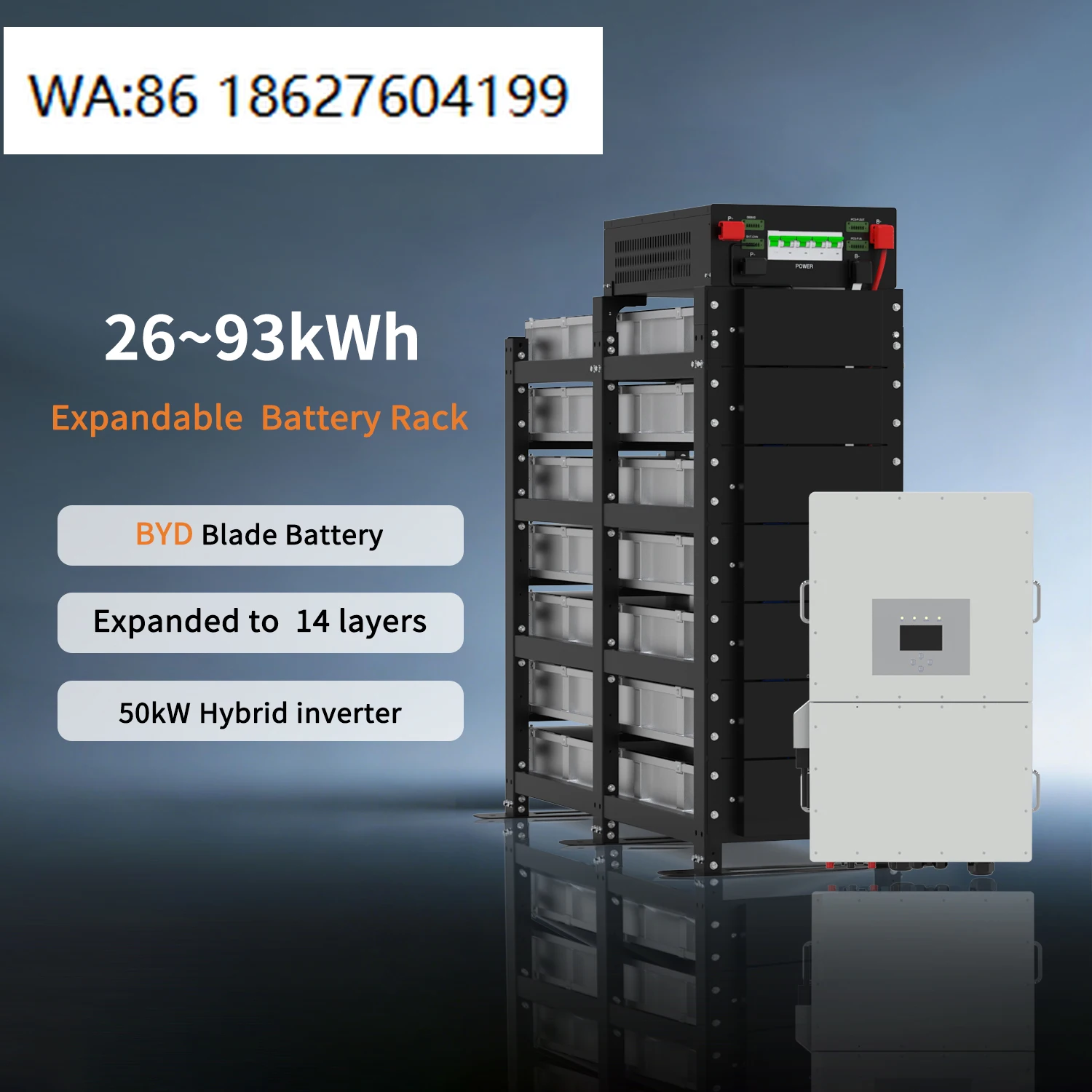 20kWh-100kWh HV Rack-mounted LiFePO4 Battery, MPPT Off Grid Solar System for Household Energy Storage