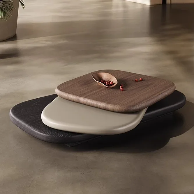 Italian minimalist villa rotating oval coffee table household size apartment creative coffee table