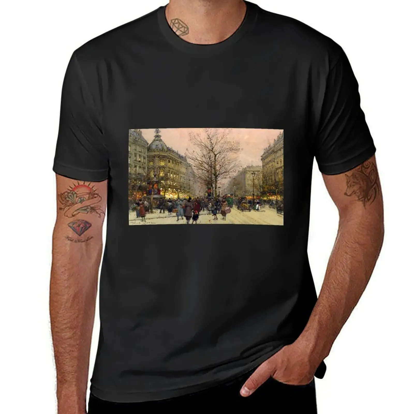 Grands Boulevards, Paris (20th century) - Eugène Galien Laloue T-Shirt plus size tops summer tops sublime sweat shirts, men