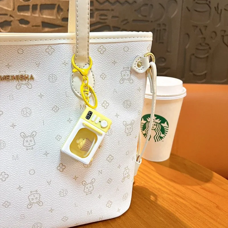 

LED Appliance Charm Simulation Microwave Keychain - Cute Mini Light-Up Kitchen Toy Funny Gift for Food Lovers