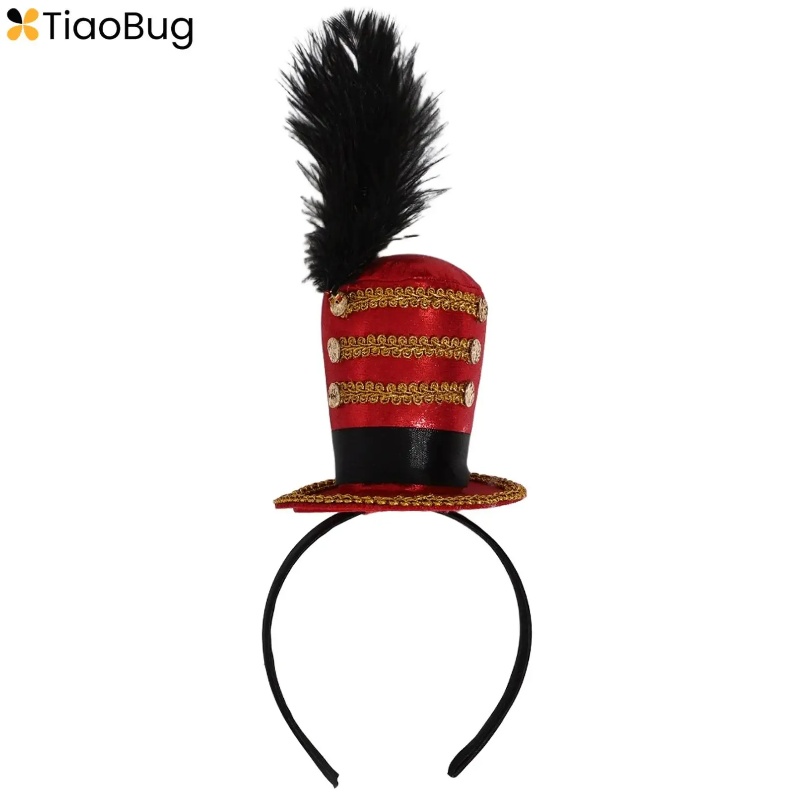 

Unisex Drummer Band Mini Top Hat Golden Webbing Soldier Headband Top Hat for Halloween Tea Party Christmas New Year Eve Party
