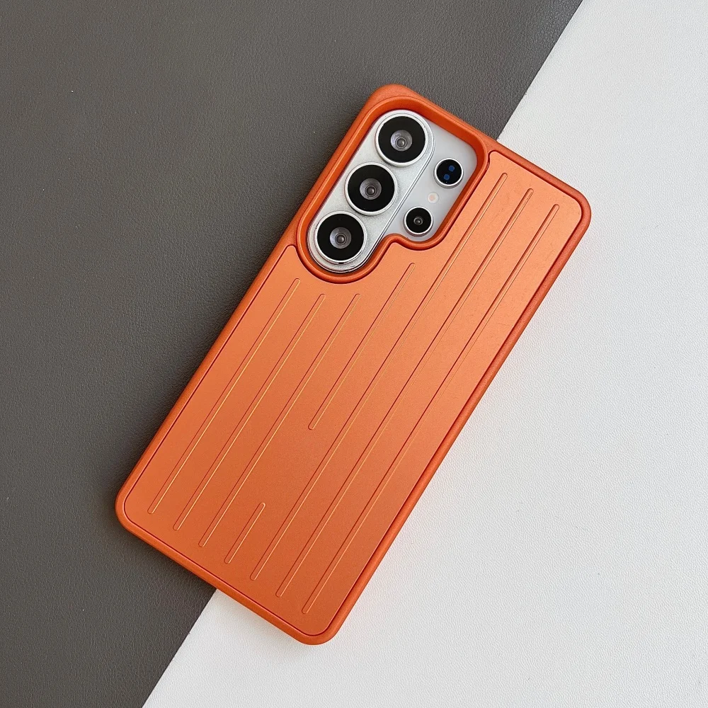 Luxury Matte Corrugated Luggage Stripes Phone Case For Samsu