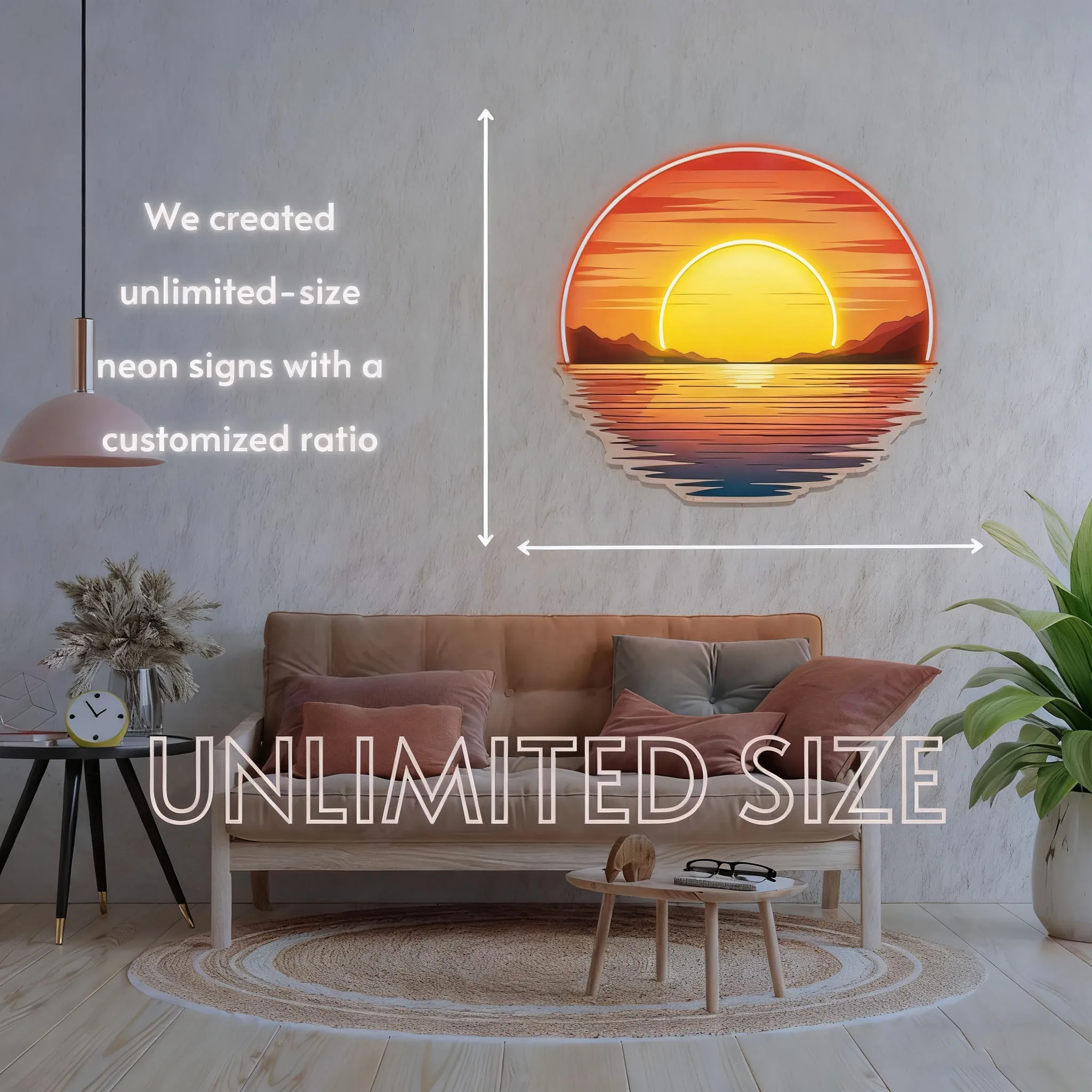 علامة نيون غروب الشمس، ديكورات جدار الشمس، علامة نيون شروق الشمس، علامة نيون صني، لوحة فنية جدارية لموجة النيون الطبيعية، لافتة نيون مخصصة
