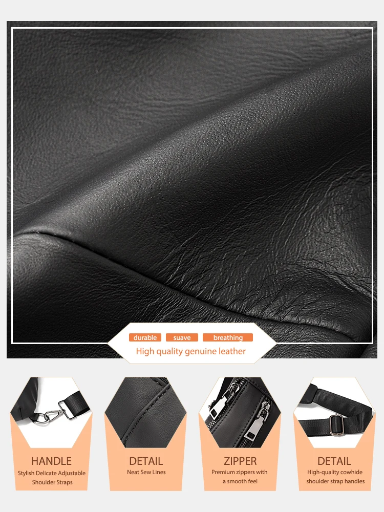 Zency Sling Bag For Women Men Fanny Pack Crossbody Chest Travel Shoulder Belt Bags Purse Leather Handbag Black Brown Coffee view 6