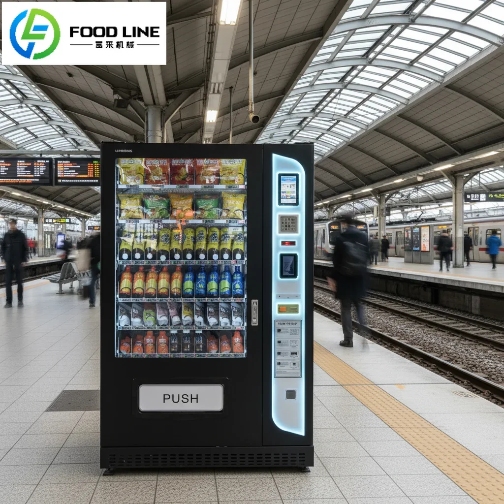 All‑in‑one Snack Drink Vending Machine Cloud Management 110V for Metro Station for 24 Hours Unattended Retail Work