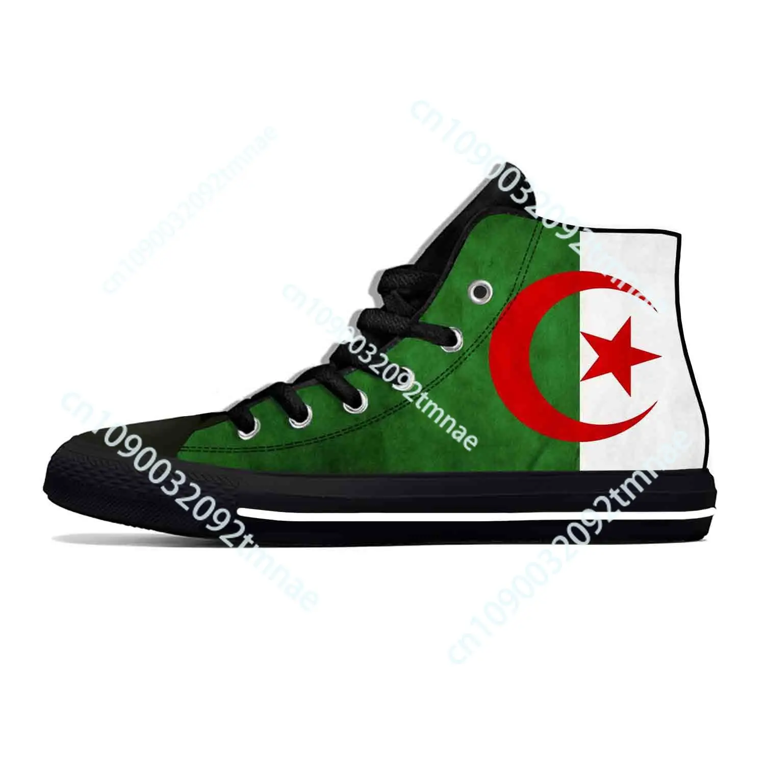 

Hot Algeria Algerian Flag Patriotic Funny Fashion Casual Cloth Shoes High Top Lightweight Breathable Custom Men Women Sneakers