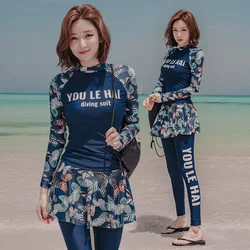 Sexy Women Swimsuit Long Sleeve Swimwear Women 2024 Three-Piece Swimsuit Surfing Swimming Suit Beach Diving Bath Suit