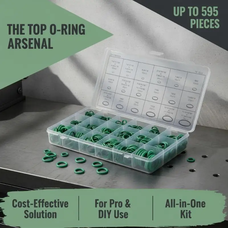 595Pcs Air Conditioning O Ring Kit 36 Assorted Sizes Waterproof Rubber Seals for Car AC System Repair & Daily Maintenance