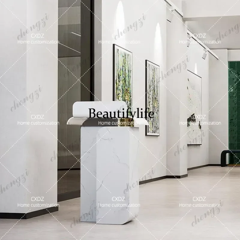 Reception desk, simple modern restaurant, reception desk, welcome desk, stainless steel checkout page counter