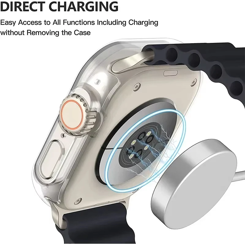 애플워치 49mm 울트라 2 스크린 보호필름 iWatch 케이스 3팩 커버, 풀커버 초슬림 하드 PC 범퍼 케이스 스크래치 방지