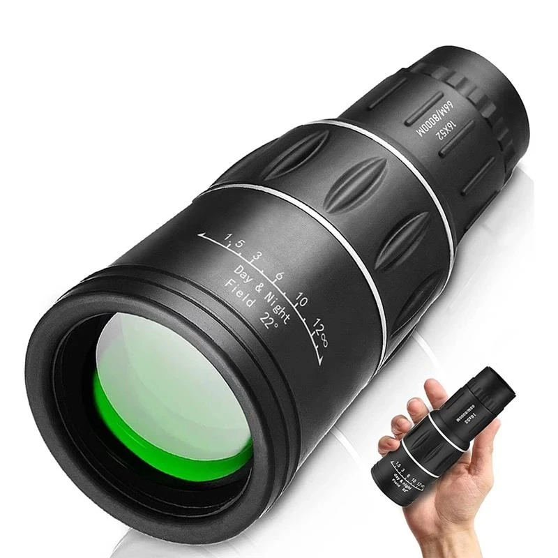 

16X52 Powerful Monocular Telescope Long Range Low Night View Monocular Adults Kids HD For Smartphone Hunting Hiking Watching