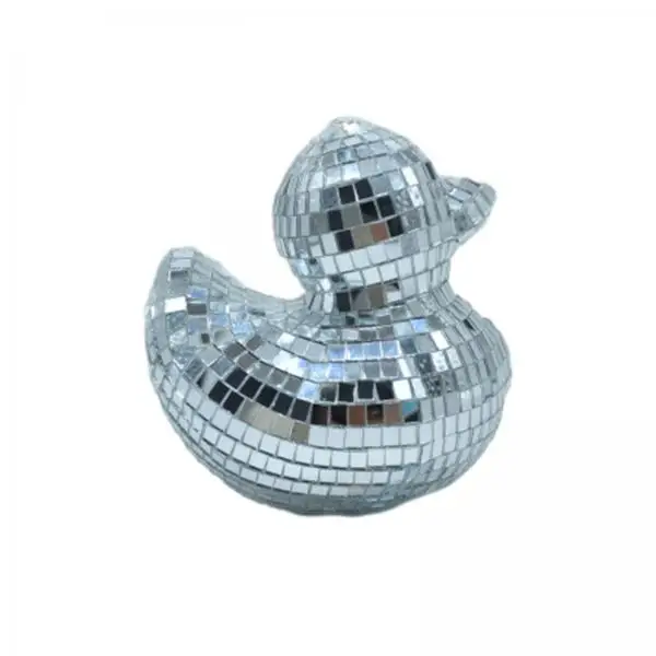 

Whimsical Duck Disco Ball Glitter Glass Ornament Modern Statue for Room Desktop Party Decor