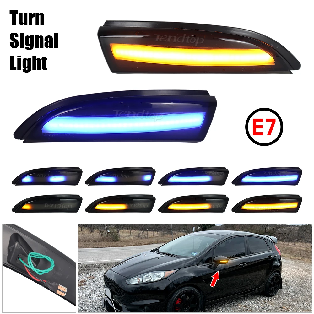 For Ford Fiesta MK6 Mk7 B-Max 2008-2017 LED Flashing Dynamic Turn Signal Mirrors Lamp Car Tuning Indicator Light