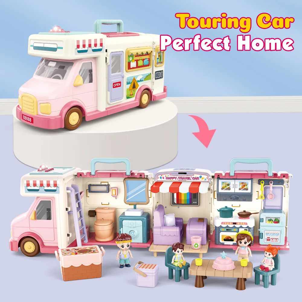 Fast food RV model deformation restaurant girl play house scene interactive educational children\'s toy car holiday gift