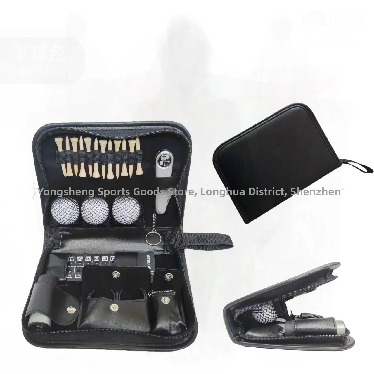 حقيبة جولف جلدية متعددة الوظائف ذات سعة كبيرة للتخزين وسهلة الحمل وإكسسوارات الجولف المقاومة للماء باللونين البني والأسود