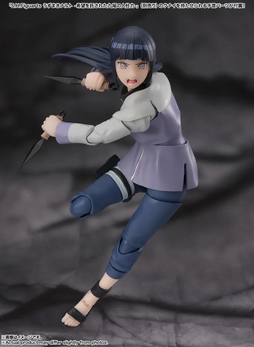 Bandai Original SHFiguarts NARUTO Hinata Hyuga yeux blancs-virtueux Byakugan-figurine d'action articulations actives modèle ornements de bureau