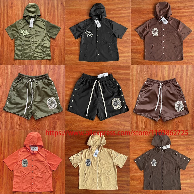 

High Street Leisure SAINT VANITY Short-sleeves Embroidery Logo Single-breasted Windbreaker Saint Vanity Hooded Tops