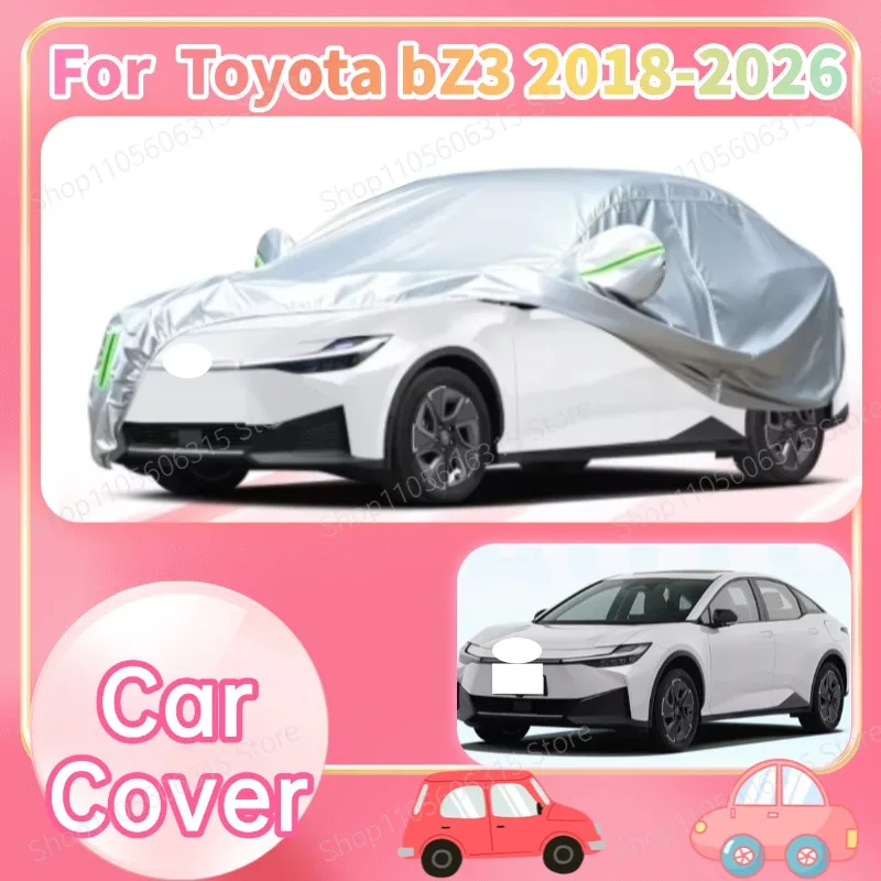 For Toyota bZ3 2018-Present Custom Fit Full Car Cover Silver Coated Fabric Side Zipper Access UV Sun Dust Protection3
