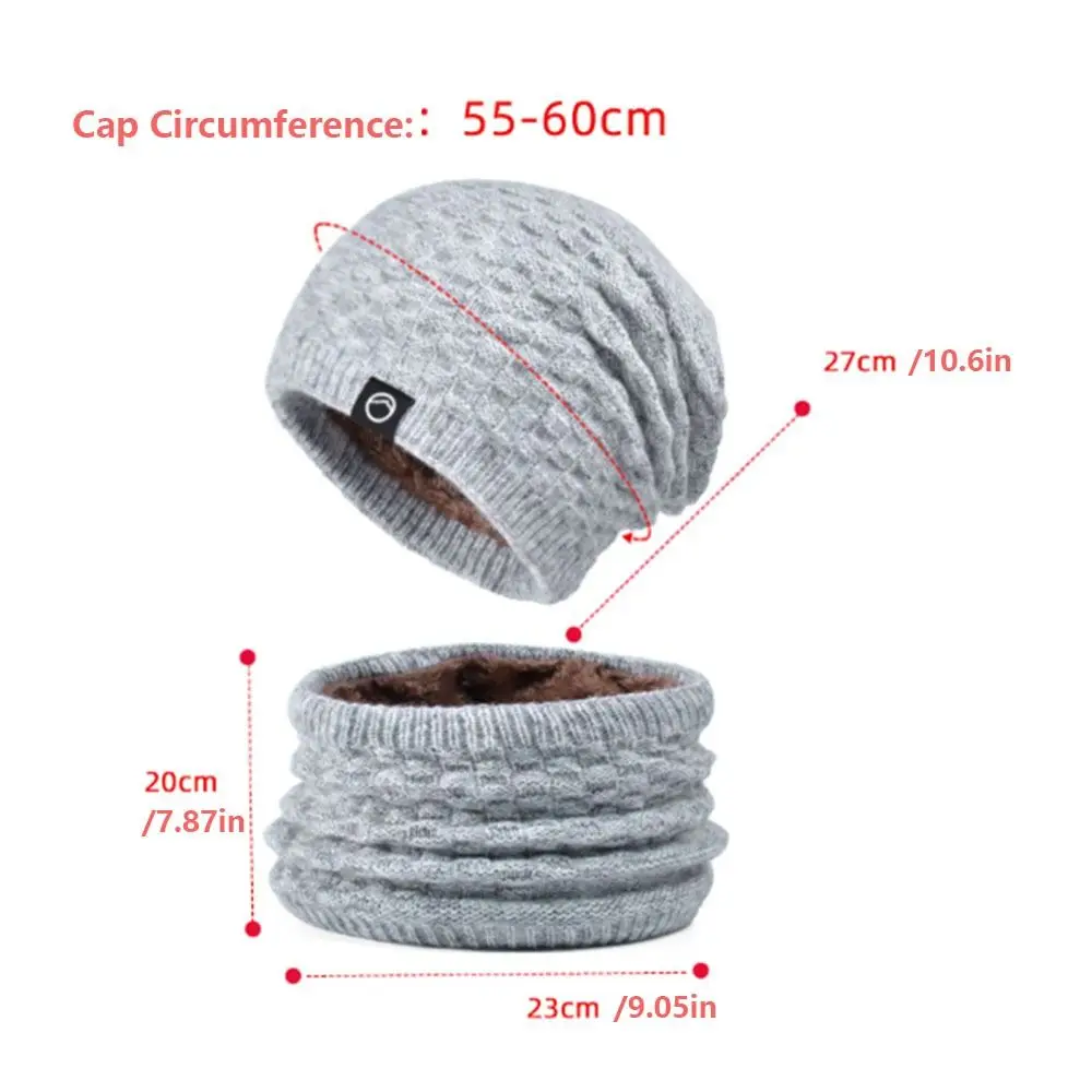 Pescoço mais quente inverno gorro chapéus cachecol conjunto à prova de frio à prova de vento feminino quente chapéu de malha engrossar proteção de orelha