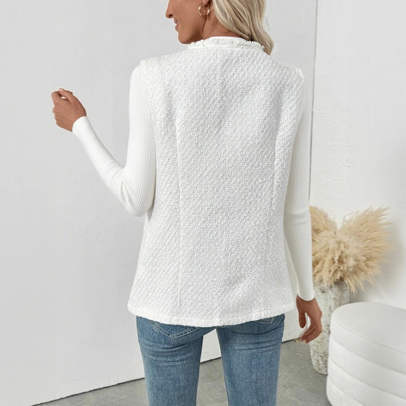 Benuynffy エレガントなシングルブレスト無地ベスト女性の秋 2025 レトロ O ネックノースリーブベストジャケットレディースカジュアル生き抜く