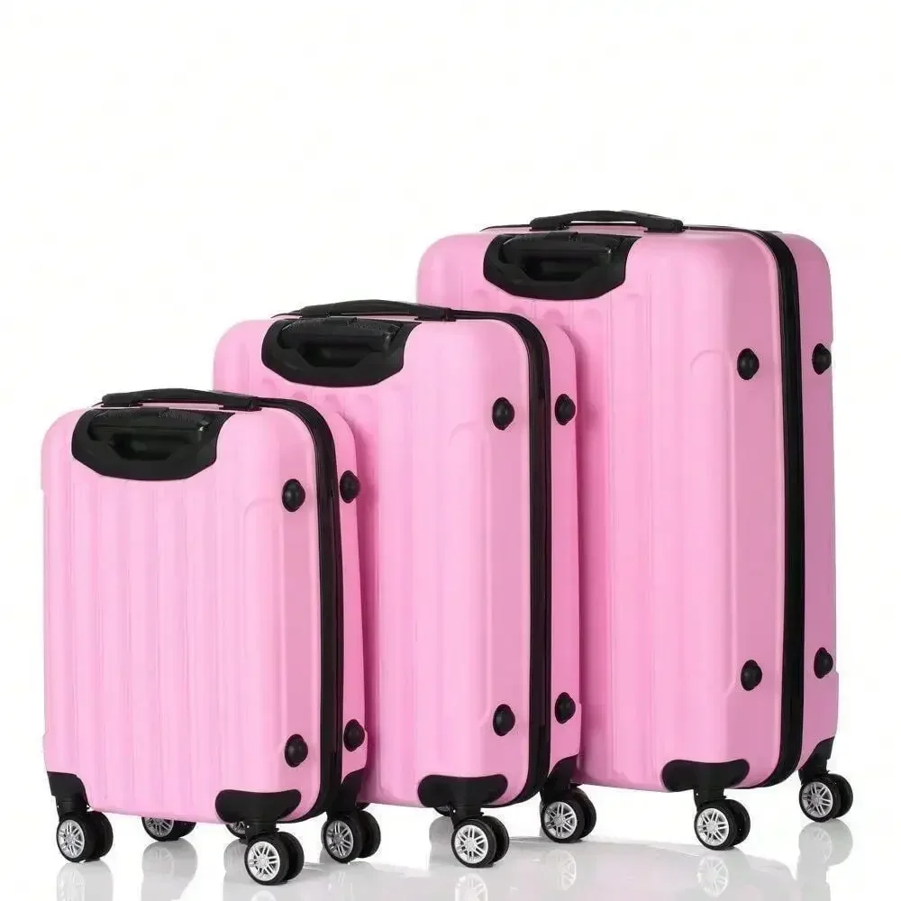 3 PCS LUGGAGE TRAVEL SET ABS BAG TROLLY HARD SHELL SUITCASE W/TSA LOCK