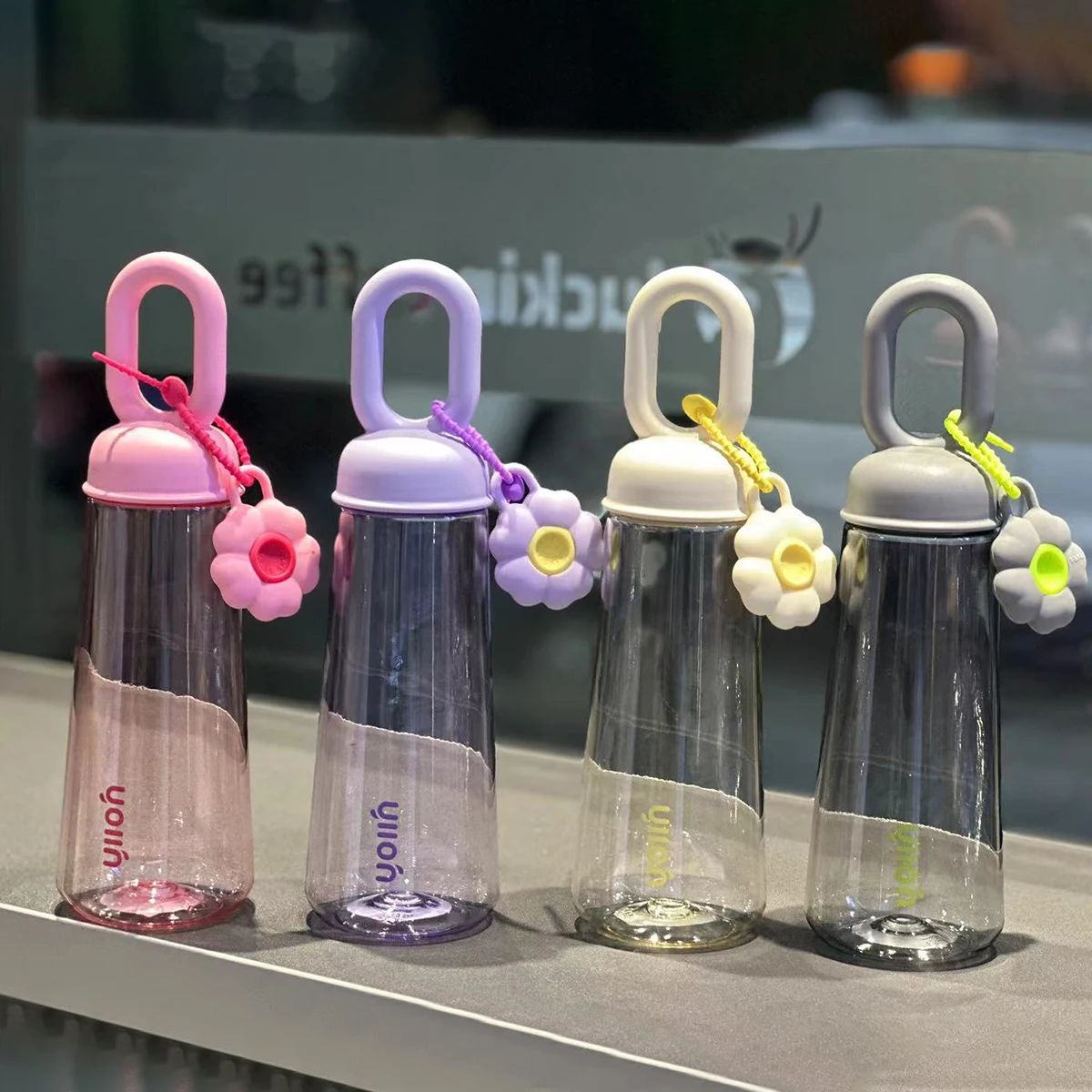 الإبداعية البتلة المحمولة العالمي في الهواء الطلق عالية الجمال المرأة كوب ماء بلاستك طالب سعة كبيرة ضوء كوب محمول فاخر #4