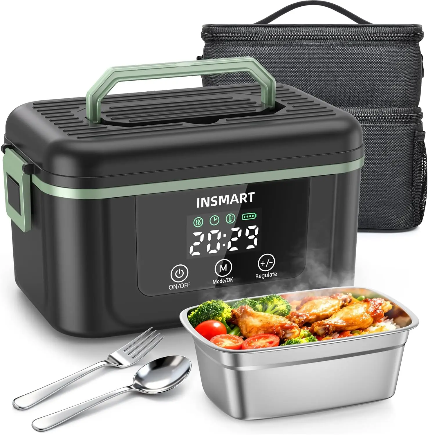 

Cordless Electric Lunch Box for Adults, 1.5L Large Portable Heated Lunch Boxes with Smart Timer and 60W Rapid Uniform Heating