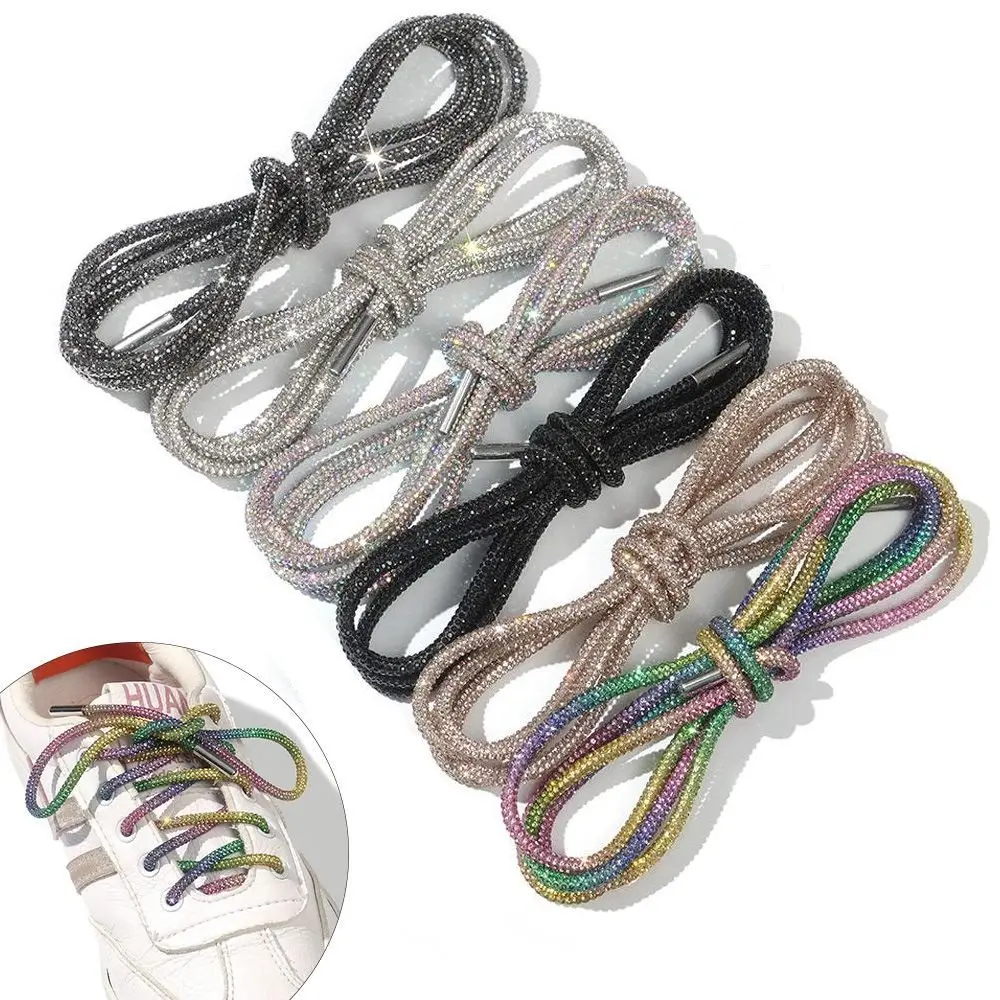 

1Pc Luxury Rhinestone Shoelaces Rainbow Shoe laces Sneakers Laces Shoes Round Shoelace 100/120/140/160CM DIY Strings