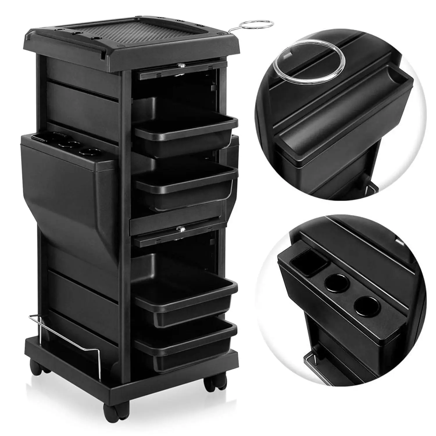 Carrello Trolley con bloccaggio Premium con inserti tascabili-nero