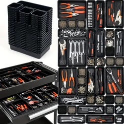 Gaveta Organização Tool Box Organizador, Bandeja Divisores Set, Bancada Gabinete Bins, Garagem Hardware Ferramenta Bandeja, 45 Pcs, 32 Pcs, 22Pcs