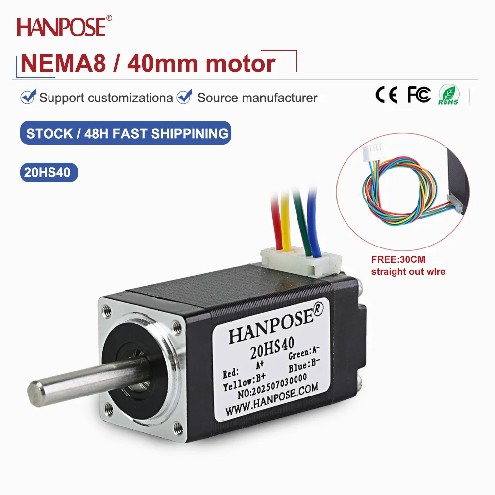 

NEMA8 20HS40 Miniature Stepper Motor 0.03N. m 0.8A 3D Printing Accessories Motor Manufacturer Direct Sales in Stock