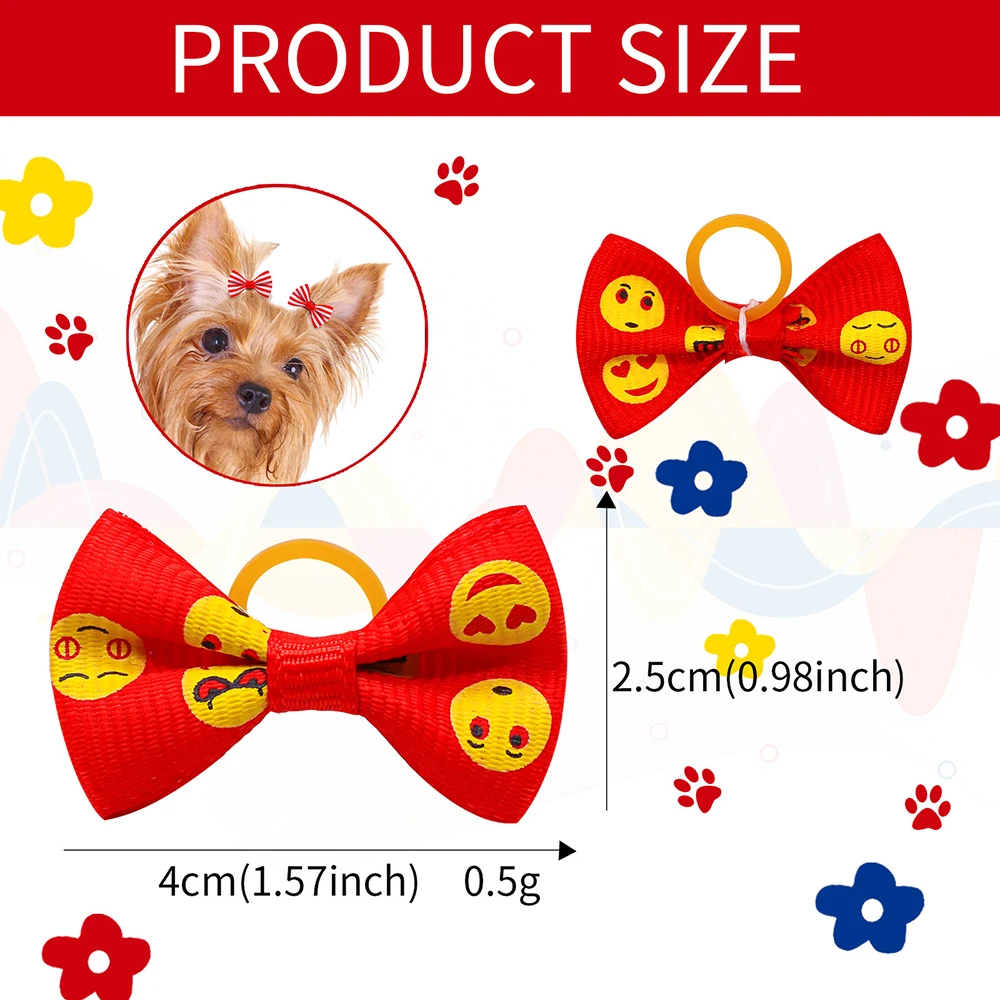 100pcs/lot pet dog hair bows rubber bands pet dog grooming bows pink rose red for girls dog hair accessories grooming product