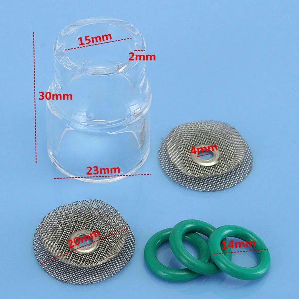 Glass Cup Kit 6PCS #12 for TIG Welding Torch For WP-9 For WP-17 For WP-18 For WP-26 Gas Lens with 2 Wire Mesh 3 Seals