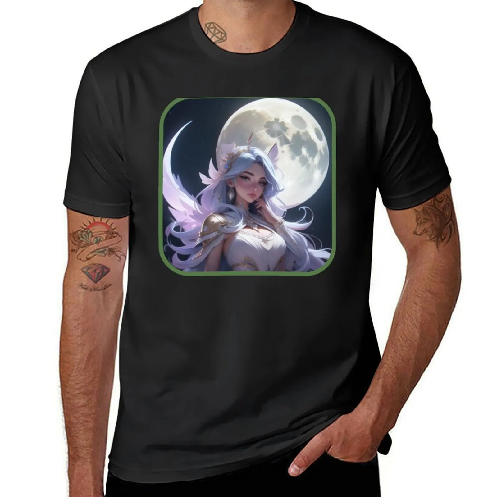 

Ethereal Moon Goddess Anime Style T-Shirt oversized graphic tee Aesthetic clothing clothes graphic t shirts tshirts for men