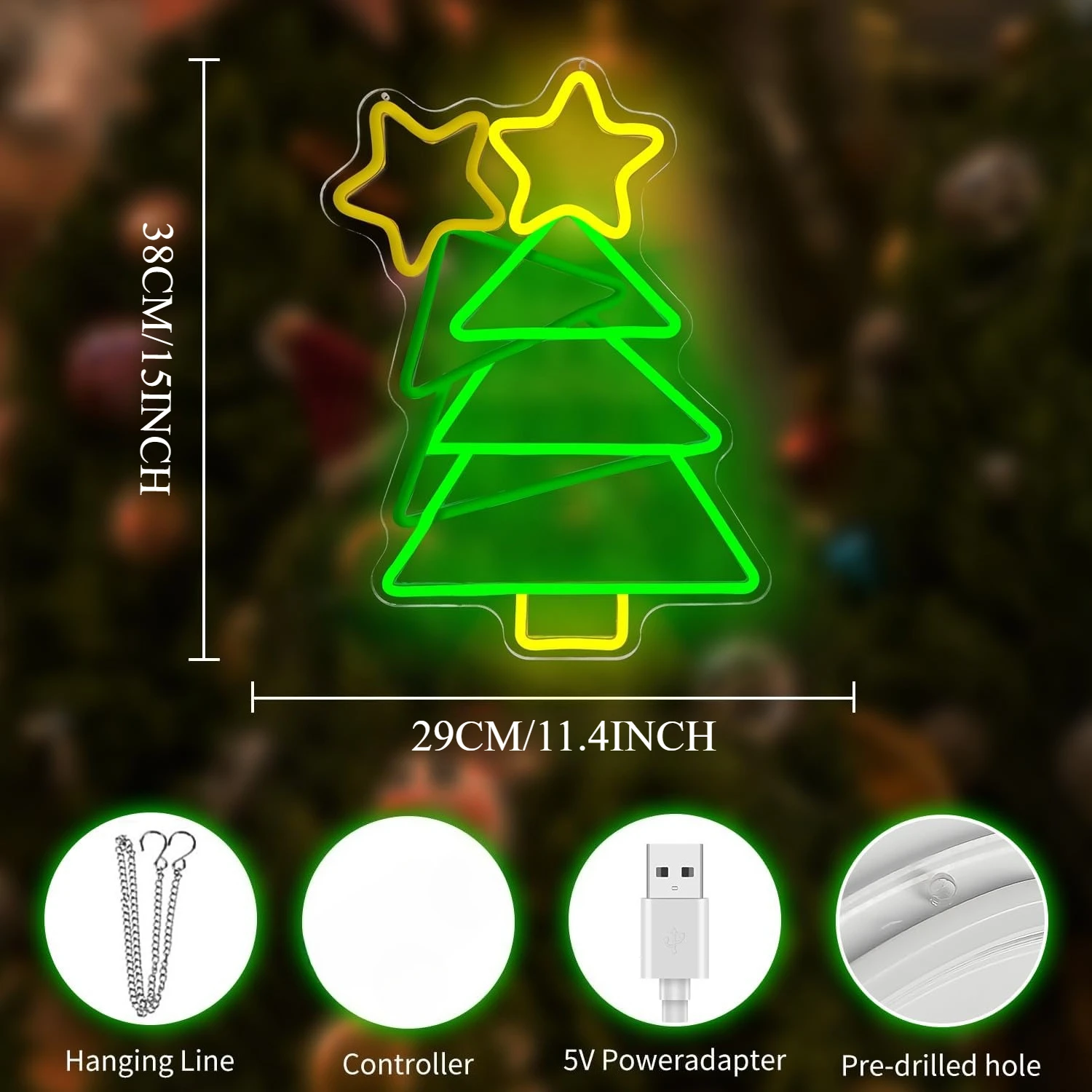 وميض شجرة عيد الميلاد النيون USB عكس الضوء LED ضوء النيون لغرفة النوم المنزل حفلة بار مهرجان نافذة عيد الميلاد ديكور هدية #3