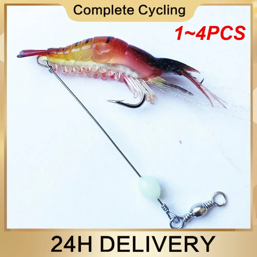 1~4PCS Shrimp Fishing Lure Luminous Artificial Luminous Shrimp Fishing Lure Quid Jigs Lure Lifelike Soft Fishing Activity Lure