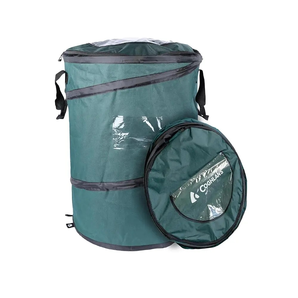 

Deluxe Durable Pop-Up Trash Can – Collapsible Garbage Bin with Zippered Lid, Bag Clips, and Anchoring Points for Camping, Ho