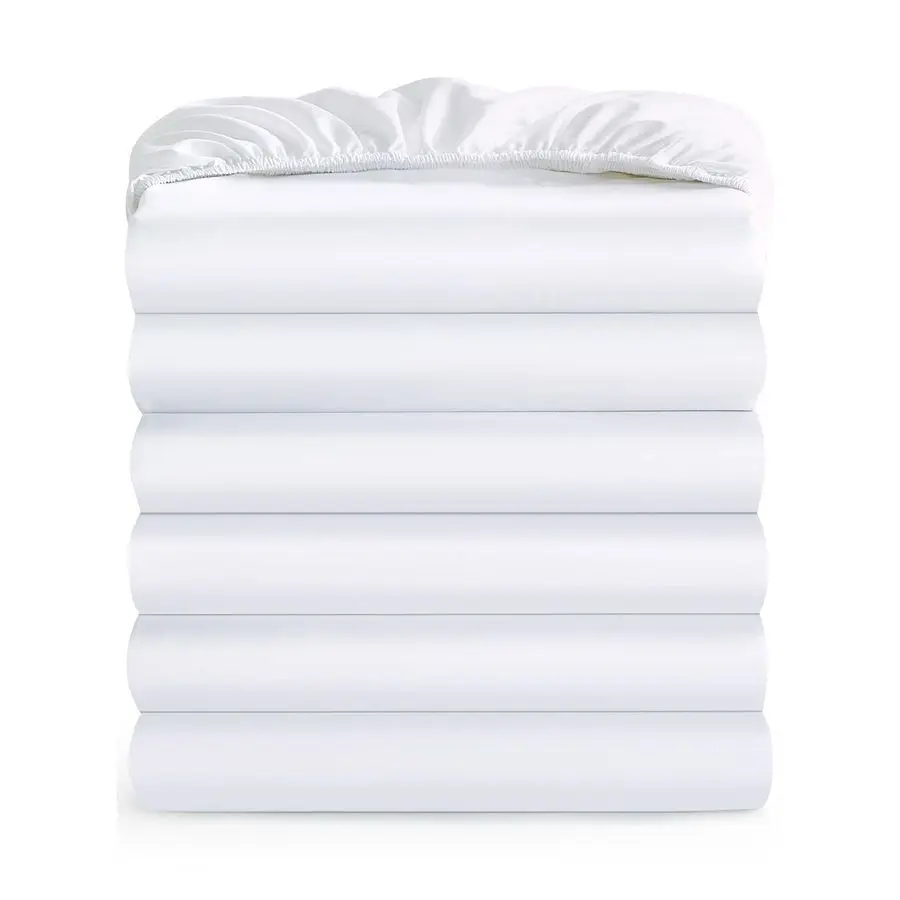 

Twin Fitted Sheet Only Bulk Pack of 6 Bottom Sheets Premium Soft amp Breathable, Brushed Microfiber Fabric for Twin Size White