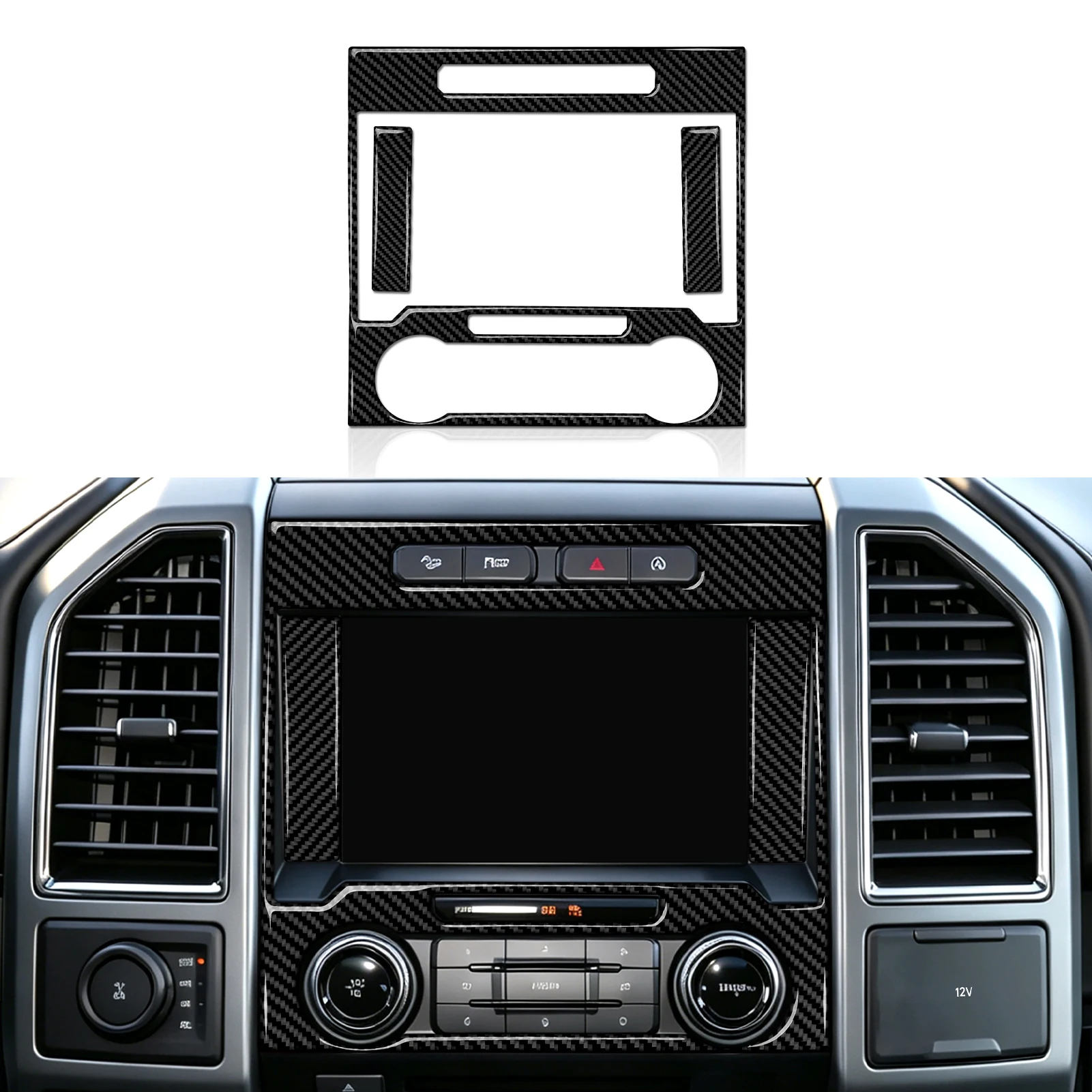 Car Center Console Navigation Display Panel. For Ford F-150 250 350 450 550 (2015-2022) Accessories. Carbon Fiber Trim Sticker.