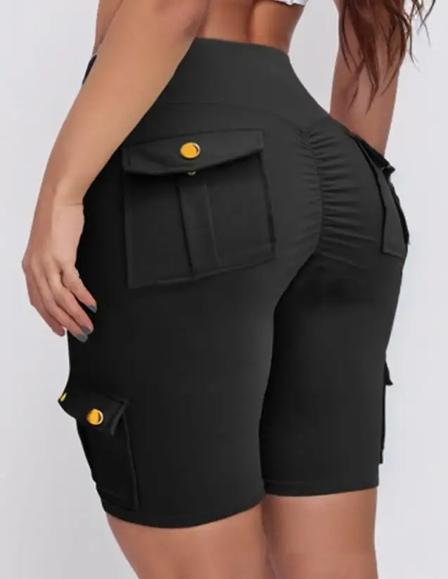 2024 neue Mode Frauen elegant geraffte schnell trocknende Tasche Design Sport Yoga Shorts lässig unten weibliche Kleidung Outfits