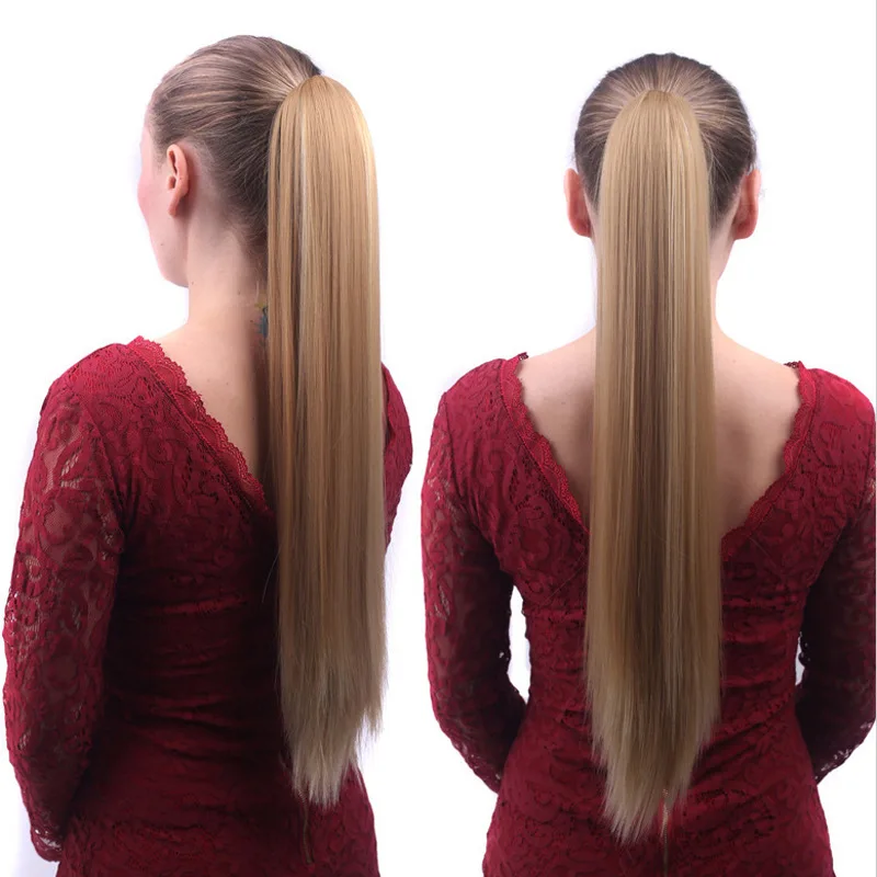 Synthetic Long Straight Claw Ponytail Wig with Clip for Women, Natural-Looking Hair Extension, Easy Wear Heat Resistant Fiber,