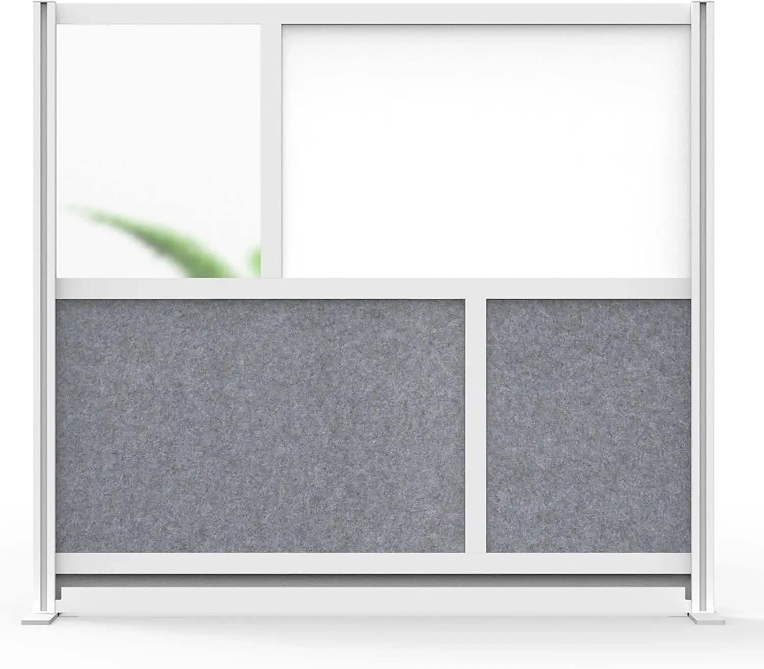 Expandable Partition Room Divider with Rearrangeable Frosted Acrylic, Sound Absorbent and Whiteboard Panels (Silver Frame)