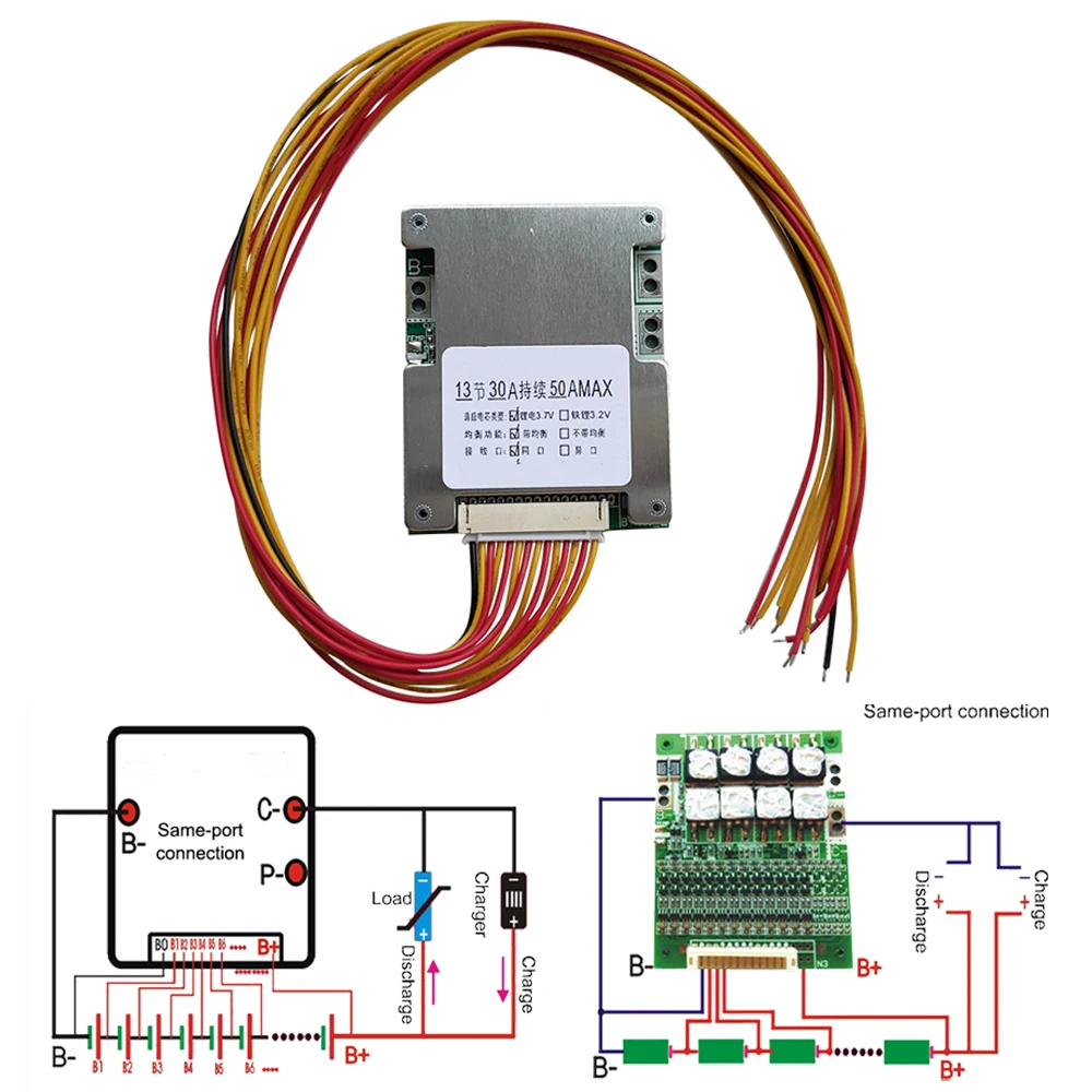 

BMS 13S 48V 50A 18650 Li-ion Lithium Battery Pack Protection PCB Board Electronics For Electric Car Battery Car Balance Vehicle