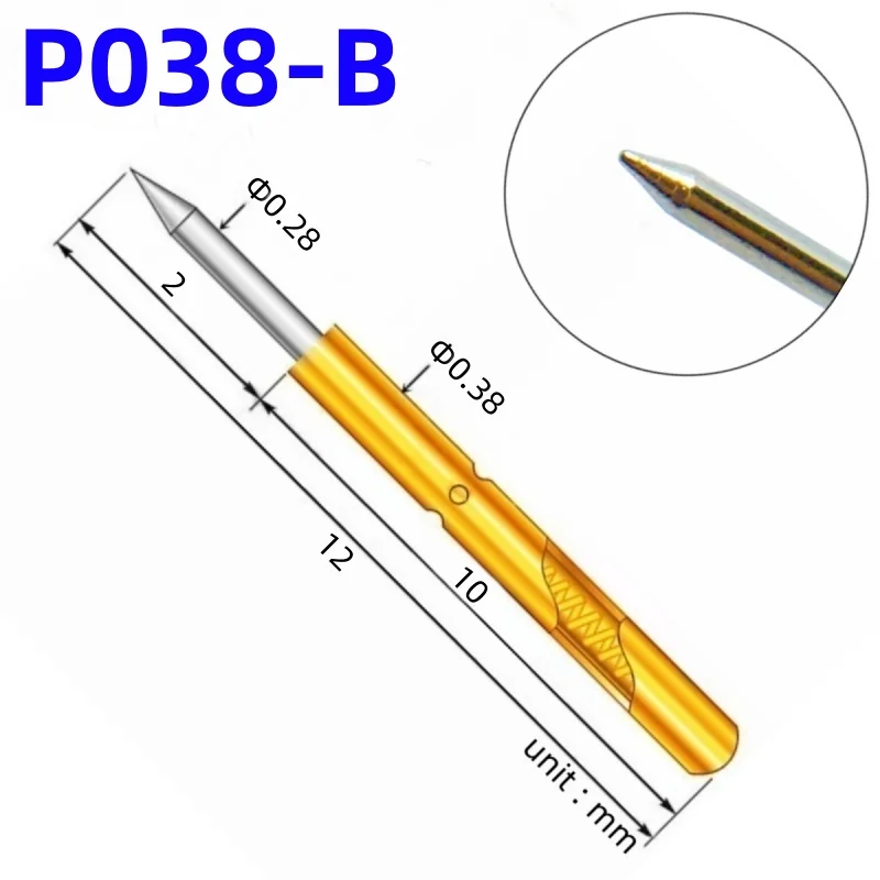 20/100PCS P038-B Spring Test Probe Pogo Pin Needle Sleeve Probe Sleeve Length 12mm Needle Spring Test Pin Needle Probe P038-B1