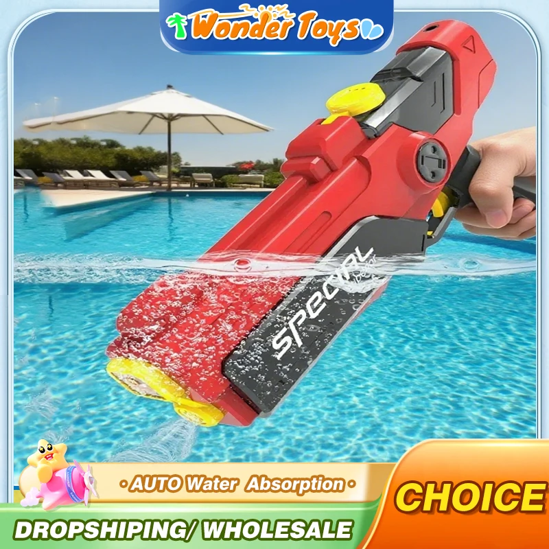 

Electric Water Gun High-Pressure Watergun Automatic Guns with Light Auto Water Absorption Outdoor Games Toys for Children Kids