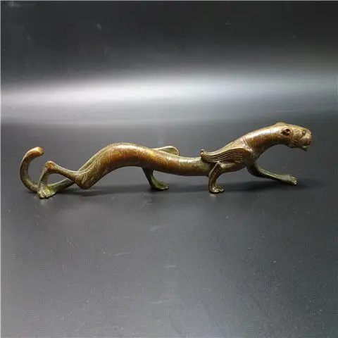 Porte-brosse en cuivre pur, repose-stylo Dragon Tigre, décoration de bureau traditionnelle chinoise pour savants, fait main