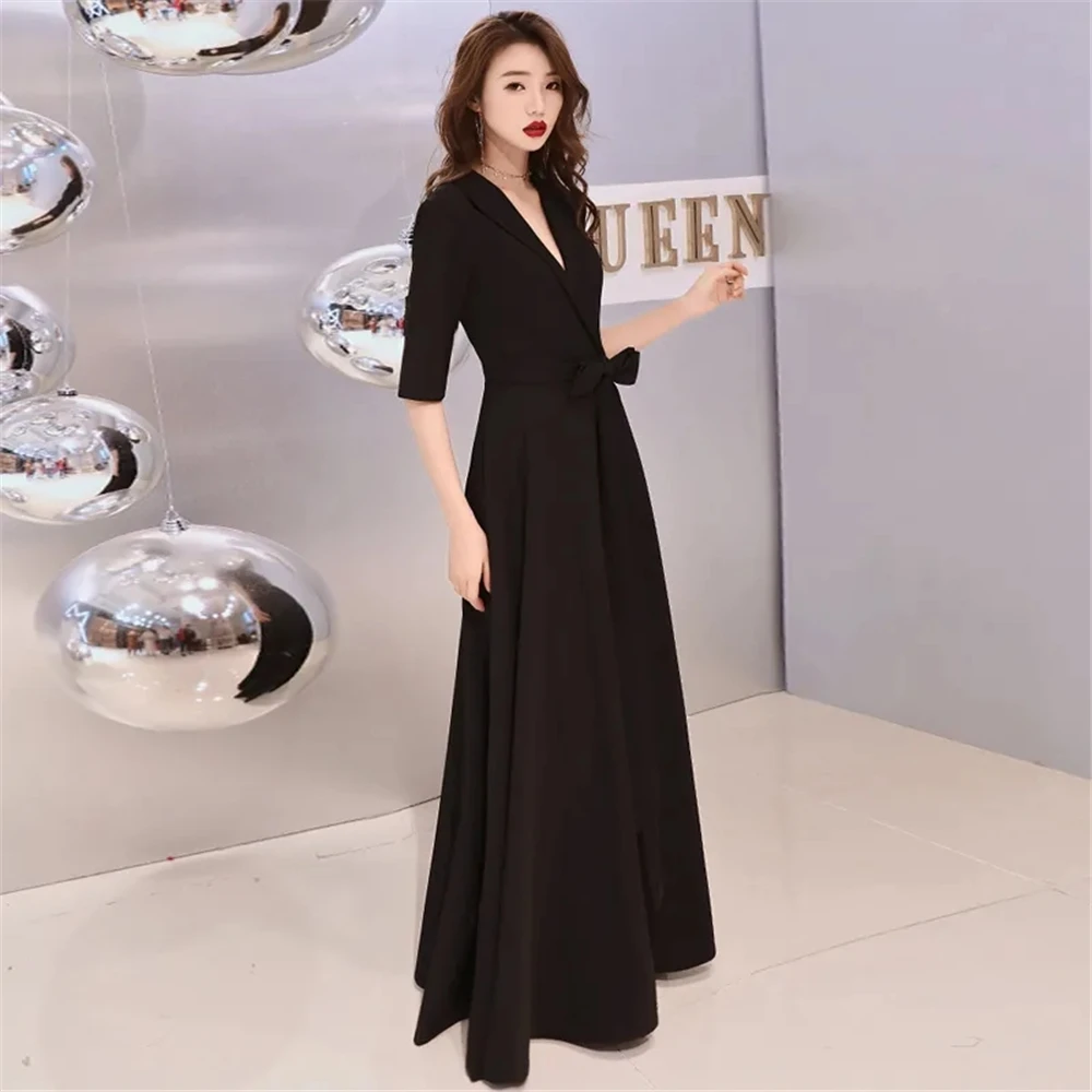 

Formal DressesWomen'S Black V-Neck Slim Fit Evening , Banquet Dress, President'S Fashion, Spring And Autumn, New, 2024