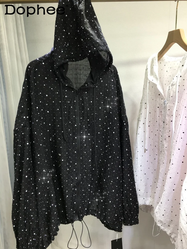 Hot Diamond Sunscreen Shirt Women's Full Flash Loose Large Version Light Breathable Jacket Summer Air Conditioner Shirt